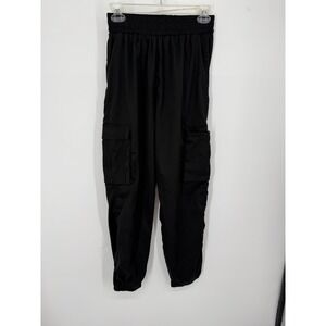 Cargo Jogger Pants Women Size Medium Black Elastic Waist Utility Streetwear